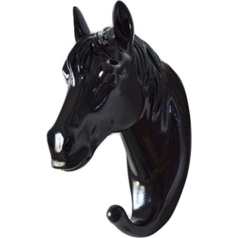 Crochet Tête D Animal - Crochet Murale Pour Clés Vêtements Serviettes - Décoratif Cheval - Noir - 1 Pièce (1/5)