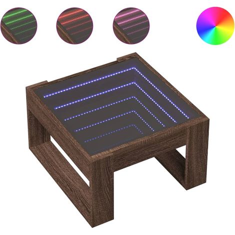 Maison Exclusive - Mesa de centro con Infinity LED marrón roble 5