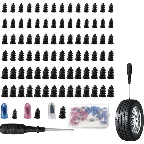 85 Pièces Kit de Réparation de Pneu, Clous Pneus Voiture de Pneu sous Vide Comprend Un Tournevis Kit Reparation Pneu Voiture pour Auto Moto Camion Tracteur (1/5)