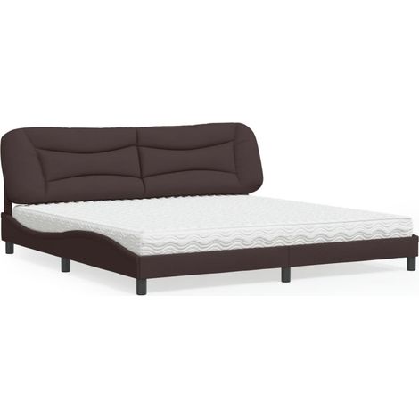 Bett mit Matratze "Hvar" Dunkelbraun 200x200 cm Stoff (1/5)
