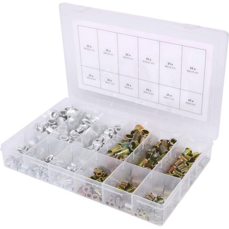 Ks Tools – Assortiment de rivets filetés en acier et aluminium – M3 x 9 mm à M10 x 21 mm – 300 pièces pour assemblages métalliques (1/7)