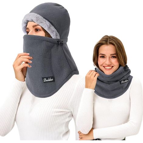 Warme Sturmhaube 3-in-1 Thermo-Fleece Balaclava für Damen Herren, winddicht, grau (1/5)