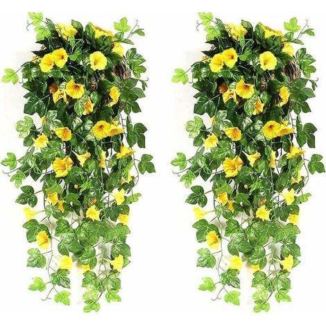 Künstliche Hängeblumen für den Außenbereich, Prunkwinden, künstliche Kaskadenblumen für den Innenbereich, künstliche Pflanzen für Hochzeitsdekorationen, Garten, Wand, Balkon GU.B/Gut (1/4)