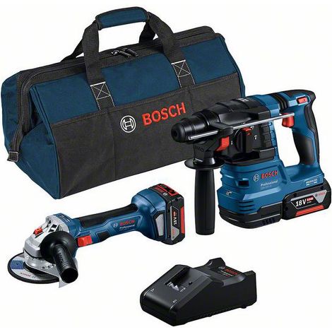 Bosch Professional – Kit de meuleuse et marteau perforateur sans fil 18V – 2 batteries 4.0Ah – Moteur Brushless – Sac à outils inclus - 0615A50037 (1/6)