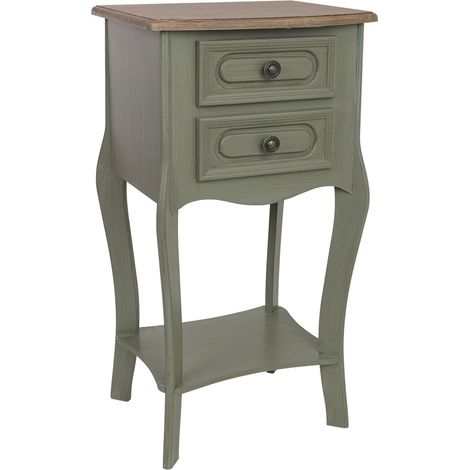Mesita de noche de madera verde 38x31.5x71h cm (1/5)