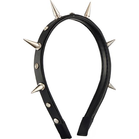 Handmade faux leather headband, dark subculture rhinestone studded punk rock headband, gothic Lolita hair accessory (1/5)