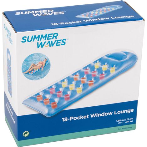 Summer Waves Luftmatratze 18-Pocket Lounge mit Sichtfenster - Blau (1/4)