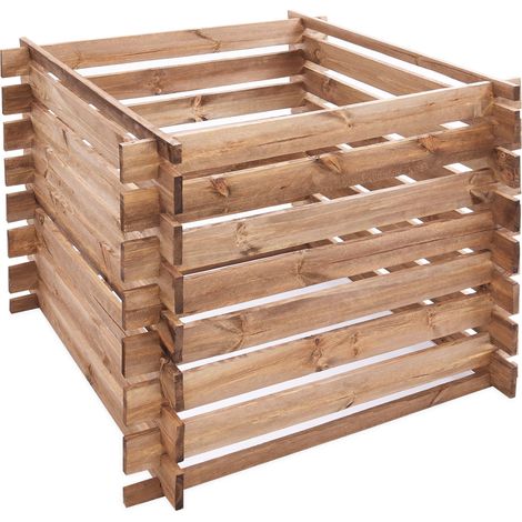 Composteur en bois 100x100x78cm robuste et stable 520L