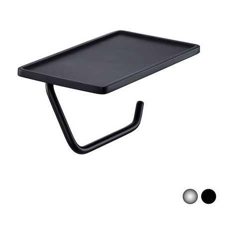 Porta rotolo carta igienica con base d'appoggio per lo smartphone. In leghe di zinco e acciaio. Disponibile in due finiture. Viti a muro incluse.(DianFlex) Misura: Cromo