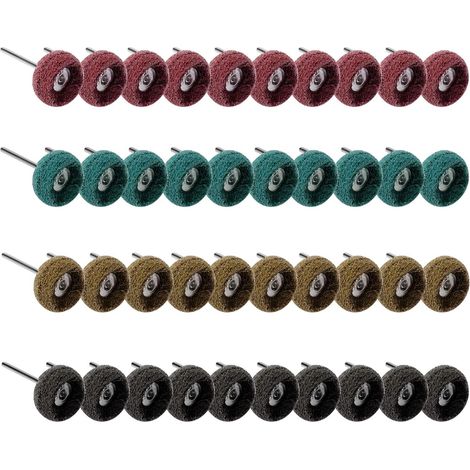 Lot de 40 roues de polissage abrasives pour outil rotatif Dremel, meuleuse d'établi à bois, grain 80/150/240/300