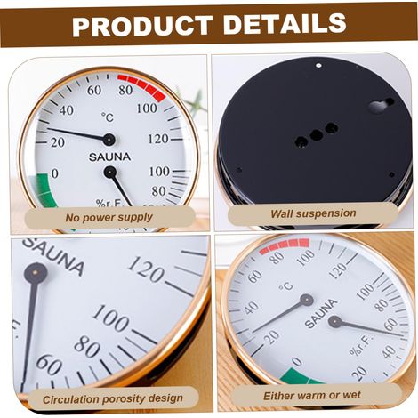 Termometro per sauna 2 in 1, monitor di temperatura e umidità, termometro per sauna in gradi Fahrenheit, senza batteria, da appendere all'esterno, impermeabile e antiruggine per camera da letto, corti (1/4)