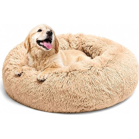 Lit pour chien moelleux, coussin pour chien rond - Lit pour animal domestique en forme de donut - Lit pour chat lavable avec fond antidérapant pour grands, moyens et petits chiens, 50 cm (1/5)