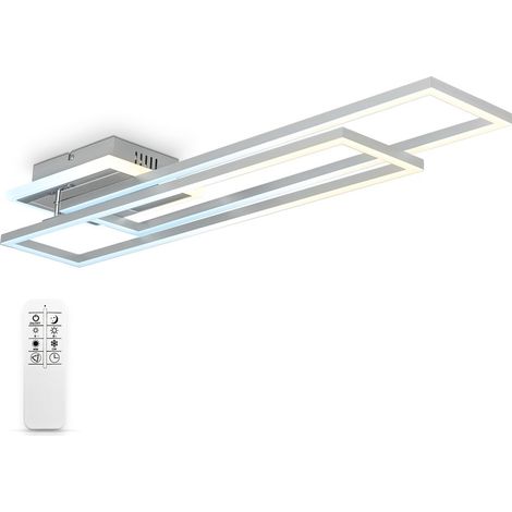 B.K.Licht – Plafonnier LED moderne 40W – Température de couleur réglable 2700-6500K – Gradation continue – Éclairage nocturne avec télécommande – Aluminium brossé
