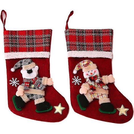 Weihnachtsstrumpf-Set, 4-teilig, Weihnachtsbaum-Anhänger, Weihnachtsmann-Stiefel, Geschenktüte (1/5)