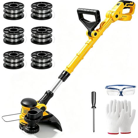 Débroussailleuse à Batterie Electrique Compatible avec 18 V Télescopique Coupe Bordure sans Fil avec 6 bobines Coupe-Bordures Bruit Taille Bordure pour Jardin Ferme Pelouse (1/5)