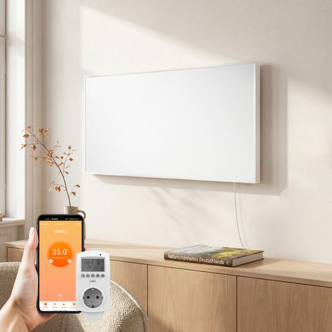 EMKE Infrarotheizung Wand 1200 W 120 × 60 cm, Infrarot-Heizpaneel mit Steck-Thermostat und WLAN-App-Steuerung (1/5)