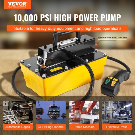 Pompe hydraulique à air, 10 000 PSI, pompe pneumatique en plastique avec télécommande, conteneur de 2,3 L, sortie d'huile NPT 16,66… (1/5)