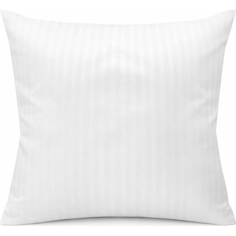 Funda de almohada blanca de 40x40 cm para almohada, de algodón polaco con rayas de 4 mm, marcapáginas para hotel. (1/5)