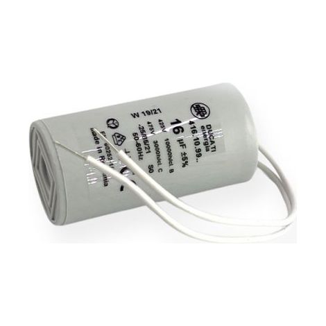 Ducati Energia – Condensateur permanent 16µF à fils – Ø36x70mm – Non polarisé pour moteurs monophasés 220V – Homologué VDE EN60252-1