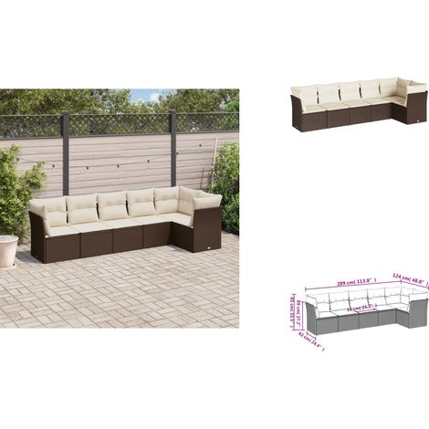 6-tlg. Garten-Sofagarnitur mit Kissen Braun Poly Rattan - Gartengeset - Gartenmöbelset - Rattan Möbel - Lounge Set - Gartenlounge (1/3)