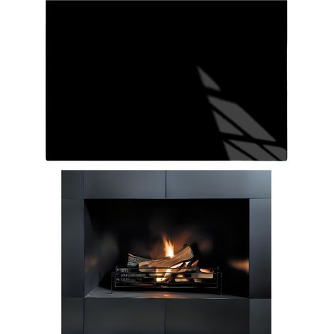 BASE DE CRISTAL PARA CHIMENEA, VIDRIO TEMPLADO NEGRO CABRA. DIMENSIONES: 52 x 40 cm. (1/5)