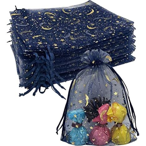 Lot de 100 petits sacs en organza bleu marine de 10,2 x 15,2 cm avec cordon de serrage pour mariage, fête, bonbons, sacs à bonbons (1/5)