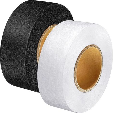Thermocollant Couture 64 mètre Rubans Thermocollants largeur 20 mm, ourlet thermocollant pantalon, thermocollant tissus (Noir Blanc)