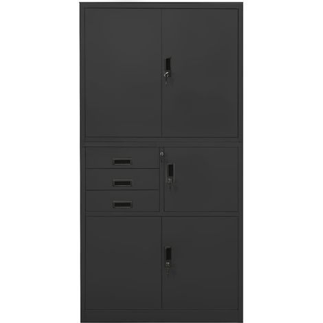 Armadio per Ufficio Antracite 90x40x180 cm in Acciaio DAS376883 (1/5)