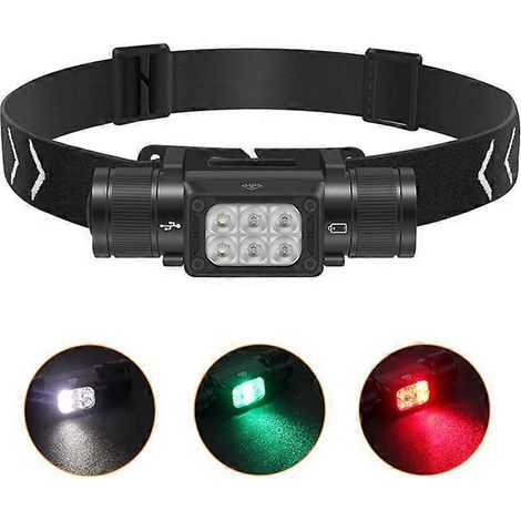 Lampe frontale haute puissance HP360, lumière blanche, rouge et verte, rechargeable, pour la pêche en extérieur (1/5)