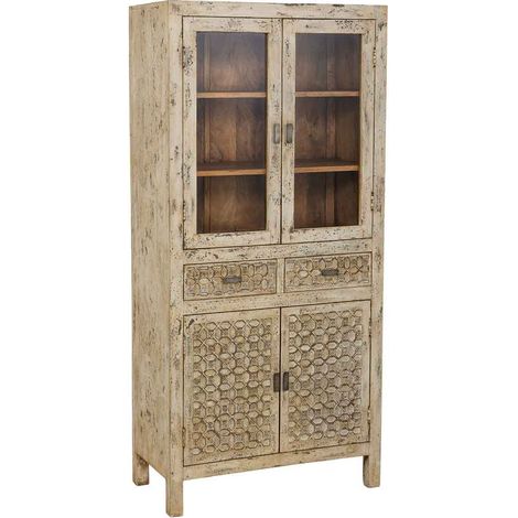 Vitrina de madera artesanal gris envejecido 85x40x180h cm (1/5)