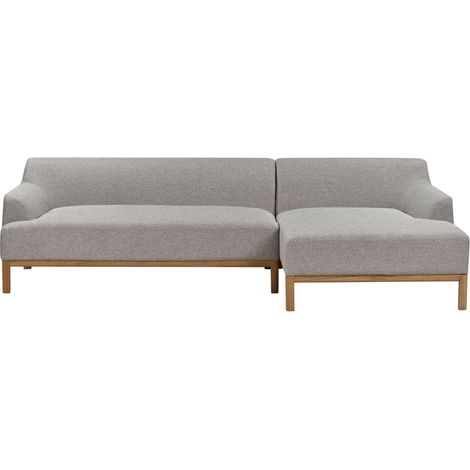 Elegante Divano angolare sinistro Tessuto poliestere Gambe di legno Soggiorno Grigio Sosjo
