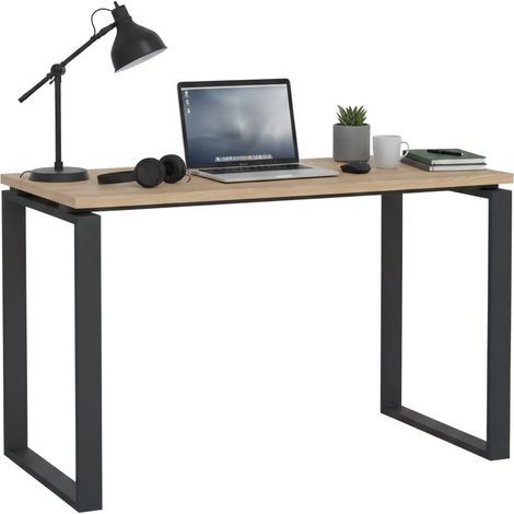 Dmora - Schreibtisch Muriel, Mehrzweckschreibtisch, Bürotisch für PC, Eckschreibtisch, 120x60 h76 cm, Eiche und Grau