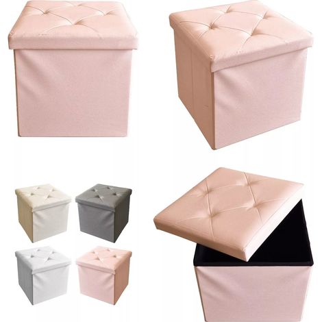 Pouf in ECOPELLE Resistente e Comodo - Moderno da Salotto rosa singolo