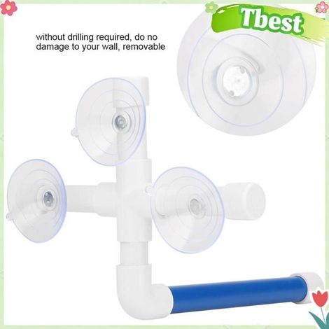 Perchoir de douche, jouet pour oiseau en tuyau en plastique avec 3 ventouses puissantes pour carrelage mural et fenêtre en verre, (1/4)