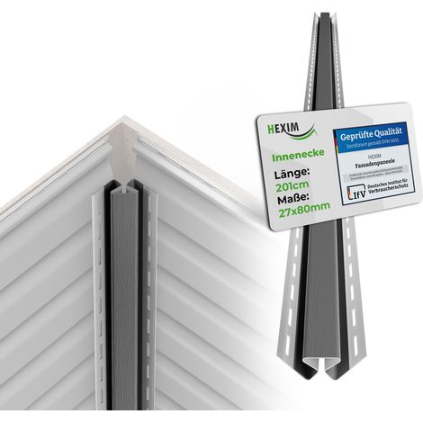 Hexim – Bardage PVC-U anthracite gris blanc 201 cm – Dimensions 27 x 80 mm – Résistant aux UV et intempéries – Protection durable pour façade
