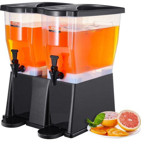Distributeur de Boissons Grande Capacité 2x11 L, Fontaine à Eau avec Robinet Couvercle et Support, en Plastique, Distribution de Jus Limonade Thé Glacé, pour Restaurants, Hôtels, Cafés, Soirées (1/5)