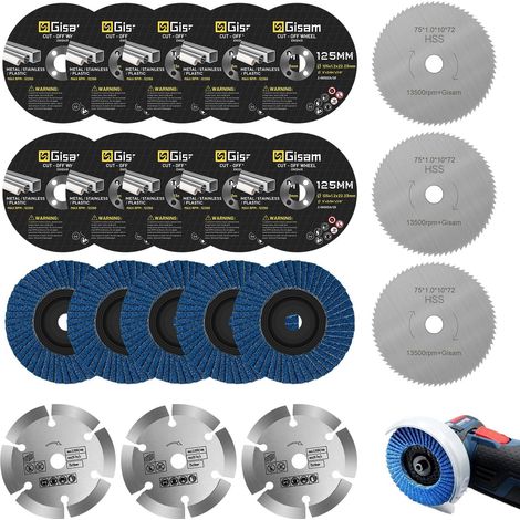 Disque abrasif et disque à lamelles 75 mm, alésage Ø 10 mm, kit de disques à tronçonner pour mini meuleuse d'angle sans fil, Ø 76 mm (1/5)