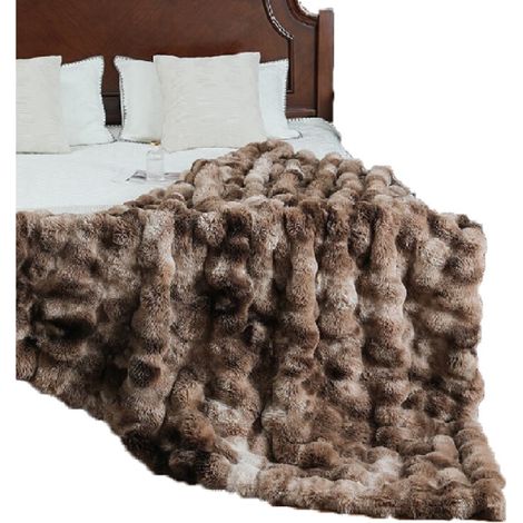 Couvertures Minky luxueuses  Fausse fourrure ultra douce, moelleuse et duveteuse  Couvertures et plaids chics pour canapé  Idéal pour adultes, enfants et adolescents (Chic  Myrtille) C229