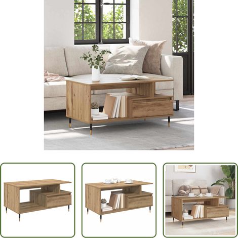 Holzwerkstoff - Couchtisch Artisan-Eiche 90 x 49 x 45 cm Holzwerkstoff (1/5)