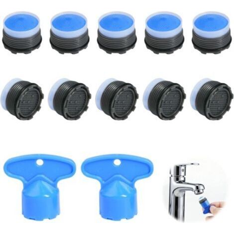 10 Pièces Mousseur Robinet Universel M18.5 avec Filtre Robinet, Aérateur Robinet 15 mm, Embout Brise Jet Robinets, Régulateur de Jet, Mousseur pour Robinet et 2 Clés, pour Cuisine Salle de Bain