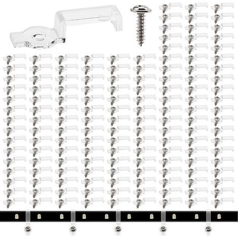 150 Pièces 10 mm Clips Bande Lumineuse Clip de Fixation Ruban LED Support Fixation Bande Lumière Clips avec Vis pour 10 MM Large LED Bande Clips 150 (1/5)