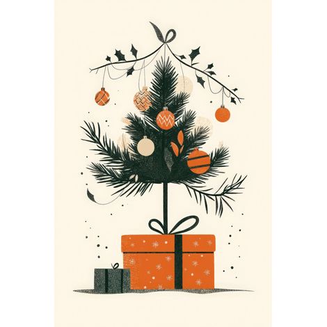 Tableau sur toile sapin noël 30x45 cm - Impression sur Toile Murale Décorative - Image imprimée en HD sur Toile - Toile sur Châssis en Bois FSC - Fabriqué en France (1/4)