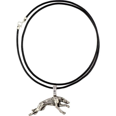 Collana con ciondolo a forma di levriero, placcata in argento, ideale per gli amanti dei cani, un gioiello raffinato di Art-Dog. (1/5)