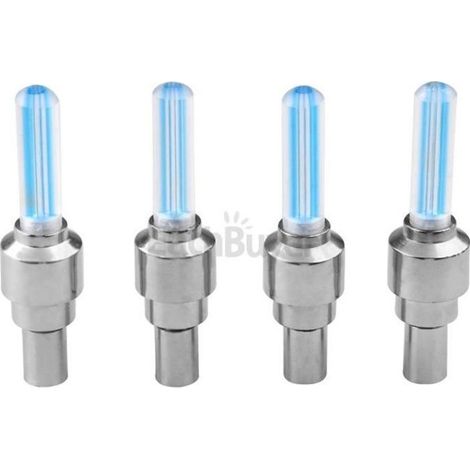 4 x blau beleuchtete LED-Ventilkappen für Fahrrad, Motorrad, Auto, Roller