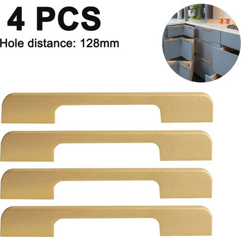 4 poignées de meubles, finition mate, en acier inoxydable, pour portes de placards de cuisine, poignées de rampe avec vis, finition mate, couleur Goldenk, 1 (1/5)