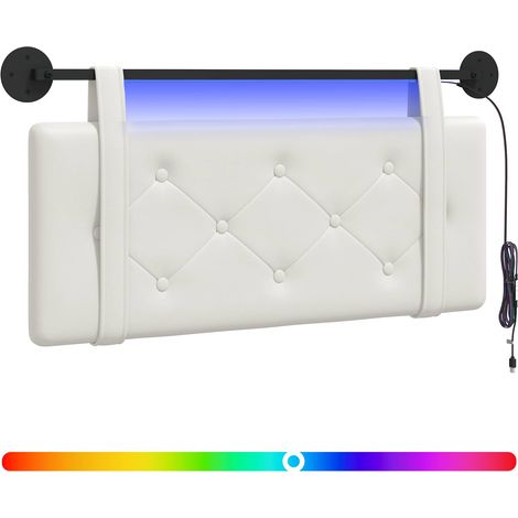 Maison Exclusive - Tête de lit suspendue Avec lumière LED Blanc Simili cuir (1/5)