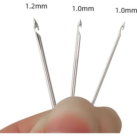 Crochet à broder avec 3 aiguilles 1 mm/1 mm/1,2 mm pour broderie et perlage N (1/4)
