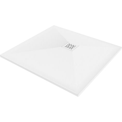 Mexen Stone+ plato de ducha cuadrado de compuesto 90 x 90 cm, blanco, tapa blanca - 44109090-W (1/5)