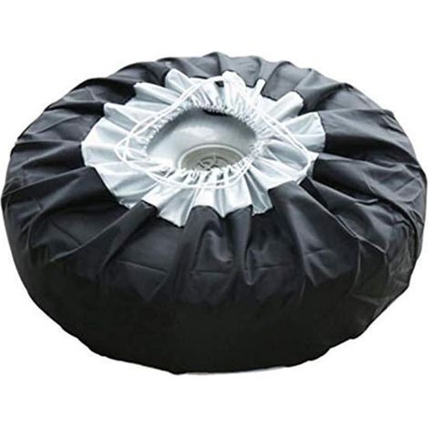 1Pc Dust Proof Car Spare Tire Cover Waterproof Wheel Protection Cover Drawstring Wheel Protection Cover for Car SUV Truck (Black)