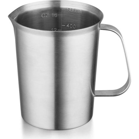 Misurino con beccuccio, misurino con scala graduata, 1 litro, misurini piccoli, misurino, brocca graduata, misurino, misurino, acciaio inox 304, 12 x 1 (1/5)